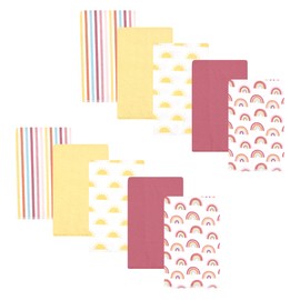 Hudson Baby Unisex Baby Cotton Flannel Burp Cloths 10-Pack, Sunshine and Rainbows, One Size