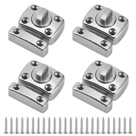 SINJEUN 4 Pack Rotate Bolt Door Lock, Stainless Steel Bathroom Protection Rotate Bolt with 24 Screws Rotate Lock Gate Latches Bolt for Cabinet Drawer Furniture Home, Silver