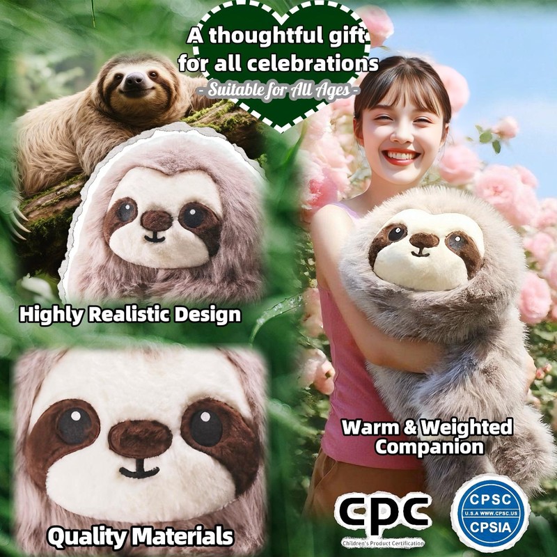 uoozii 24" | 5 Pounds Sloth Weighted Stuffed Animals with