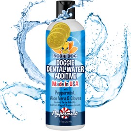 Bodhi Dog Peppermint Dental Water Additive for Dogs & Puppies - Freshens Breath, Reduces Tartar, Promotes Healthy Gums - Oral Care for Teeth & Breath - Supports Clean Mouth - Made in USA (8 Fl Oz)