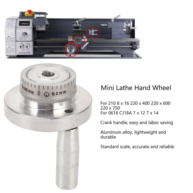 Mini Lathe Hand Wheel, Aluminum Alloy Handwheel with Handle, CNC