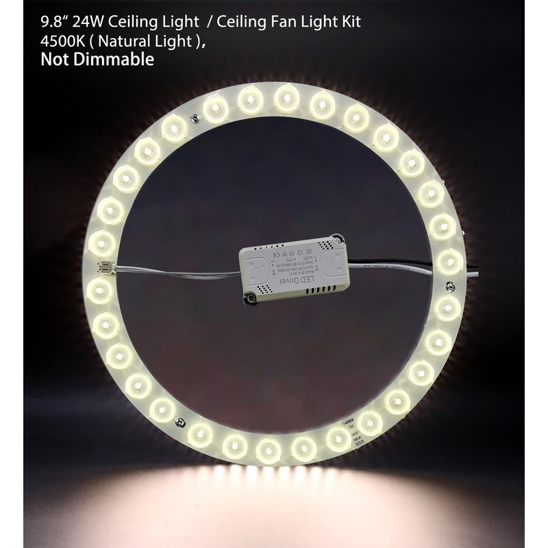 Zhairdalstar 24W LED Flush Mount Ceiling Fan Ring Light Kit