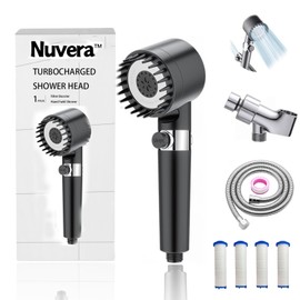 Nuvera Filtered Showerhead, High Pressure Nuvera Handheld Showerhead with 4PCS Water Filter, One-Touch Pause Switch Fits for Men, Women, Children and Pets