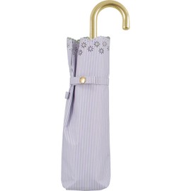 Wpc. 801-14795-102 Parasol Folding Umbrella, Light Shading Flower-Cut Stripe, Mini Lavender, 100% Light Shield, 100% UV Protection, UPF50+, Rain or Shine, 21.7 inches (55 cm), Women's Floral Pattern,