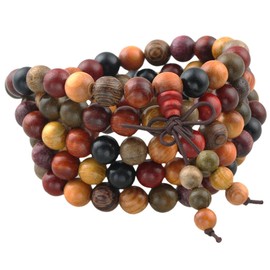 KYEYGWO 108 Mala Prayer Beads Bracelet for Woman, Natural Wood Tibetan Buddhist Buddha Meditation Bead Necklace, Mixed Wood