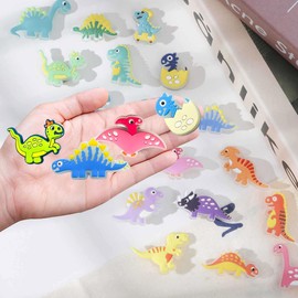 Hilikol 18 Pcs Glow In The Dark Dinosaur Shoe Charms, Dino Shoe Charm for Adults Kawaii Cartoon Dino Cute Accessories Pins