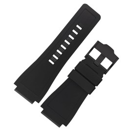 MMBAY Rubber Watch Bands Compatible for Bell & Ross B&R BR-01 BR01 BR-03 BR03 BR03-92 Diver 24mm*34mm Silicone Strap Replacement Wirstband for Men and Women Waterproof Bracelet Watch accessories (Black Buckle)