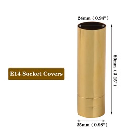 BQLZR 8cm Height 2.5cm Dia Bright Gold Double Line Chandelier Candle Light Cover Sleeves Socket for E14 Chandelier Pack of 6
