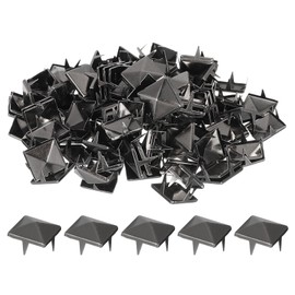 sourcing map 100 Pcs Pyramid Rivets for Clothing, 12mm 4-Jaw Square Rivets, Black Metal Pyramid Studs Handicraft, Punk Rock Nailhead Spots for Clothing Bag Leather Shoes