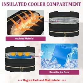 Breastmilk Cooler Travel Bag, Wearable Breast Pump Storage Bag Compatible with Momcozy/Eufy/Elvie/Willow/Medela Breast Pump with Ice Pack and Waterproof Mat,Black