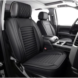 JOJOBAY Chevy Silverado Seat Covers,GMC Sierra Seat Covers,Custom Fit 2007-2024 1500 2500HD 3500HD Crew Double Extended Regular Cab,LT LZT RST Trail Boss(Front Pair,Black)