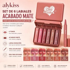 Set De 6 Labiales Labial Mate Labial A Prueba De Agua
