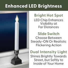 612 Vermont LED Electric Window Candles with Bright Hot Spot, Sensor Dusk to Dawn, Flicker Flame or Steady On, USB Low Voltage Adapter, VT-1270A-4 (Pack of 4, Antique Bronze)