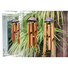 Bamboo Wind Chime Fair Trade - Hand Carved Hanging Accessory (35cm)