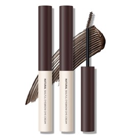 KYDA 2 Pcs Tinted Eyebrow Cream, Ultra-Fine Brush Tinted Brow Gel, Waterproof Smudgeproof Eyebrow Mascara, Long Wear, Natural Brow Makeup without Clumping, Dark Brown