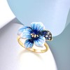 Santuzza Orchid Ring 925 Sterling Silver Blue Spinel Enamel Blue