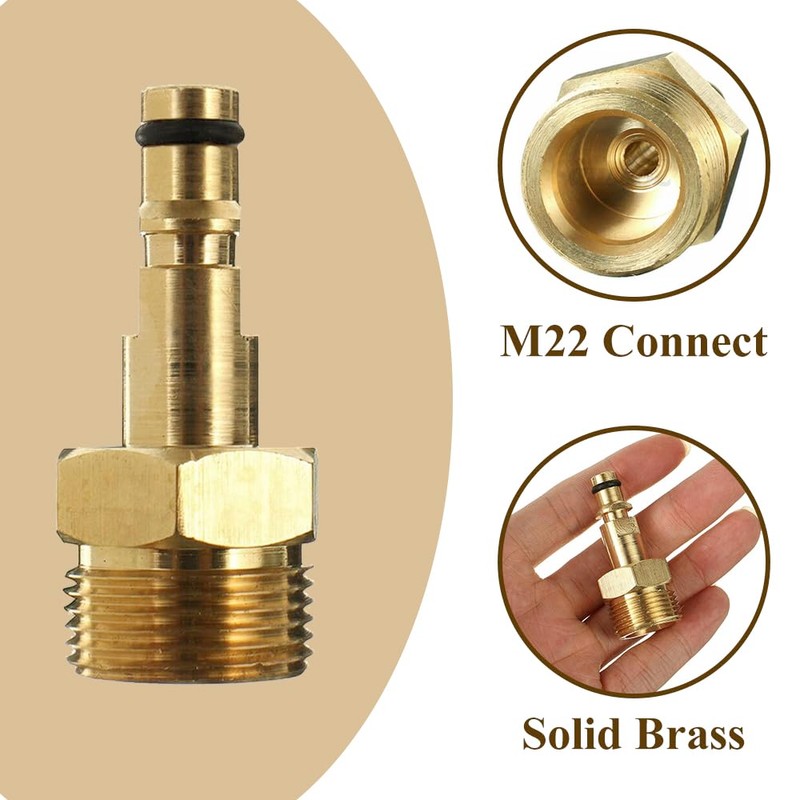 High Pressure Washer Adapter Brass M22 Pressure Washer Plug Threaded
