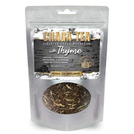 Siberian Chaga Mushroom Loose with Thyme 4 Oz. (113g.) Caffeine Free, Natural Immune System Booster and Body Healer