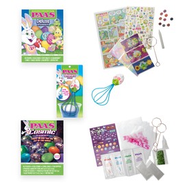 PAAS Easter Egg Decorating Bundle, Includes 1 Deluxe Kit, 1 Cosmic Egg Dying Kit, and PAAS Whiskers for Easy Egg Dying, Food Safe Dye for Family Easter Activity (3 Piece Bundle)