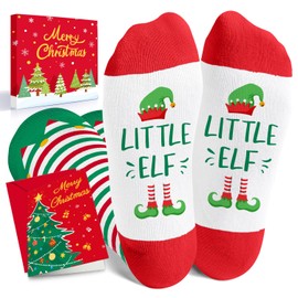HAPPYPOP Christmas Gifts Stocking Socks - Elf Knee High Socks for Girls Kids, Xmas Stocking Stuffers for Boys 10-12 Years Old