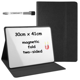 BAIFULAI Magnetic Whiteboard Small, 30 x 41 cm Whitboard with Stand & Whiteboard Pen, Wipe Clean, Double-Sided Writing, Portable Folding, Adjustable Angle, White Board for Home, Office, School