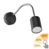 ledscom.de Waika Reading Light with Gooseneck and Switch Matte Black