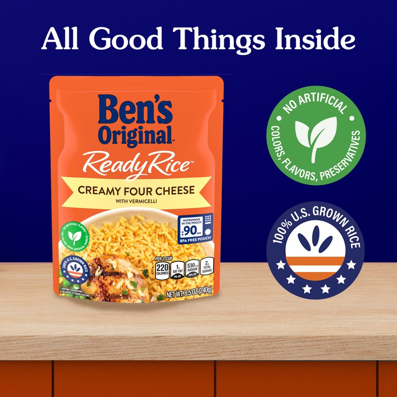 BEN'S ORIGINAL Ready Rice Creamy Four Cheese Flavored Rice, Easy