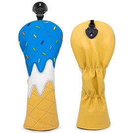 Golf Wood Head Covers Driver Cover 3 Wood Headcover Hybrid Head Covers Embroidery Ice Cream Design Golf Club Headcovers Leather Hand-Made Wood Head Cover for All Golf Wood Clubs