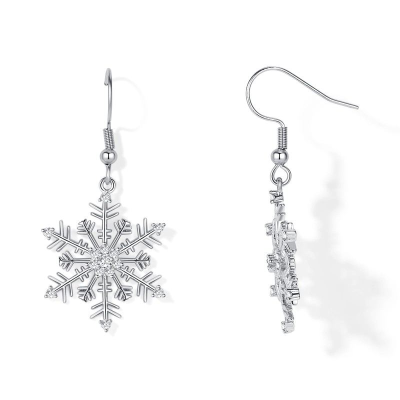 TIZU Snowflake Earrings for Women Christmas Earrings Cubic Zirconia Sparkle