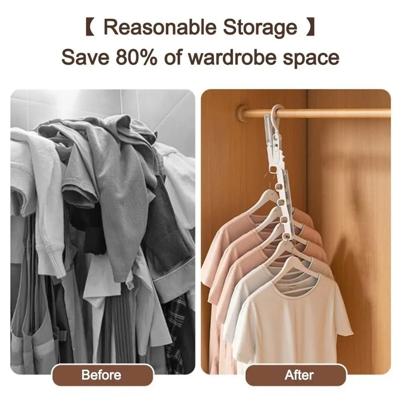 Magic Space Saving Hanger-Portable 5 Sets 5-Hole Clothes Hanger Organizer,Folding