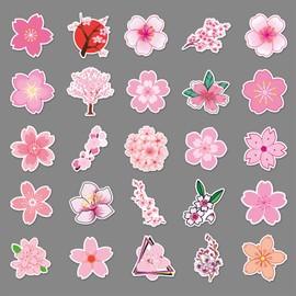 50PCS Sakura Stickers,Sakura Stickers,Teens Boys and Girls Sticker Pack Vinyl Skateboard Guitar Door Laptop Luggage Car Bike Water Bottle Birthday Party Supplies Stickers
