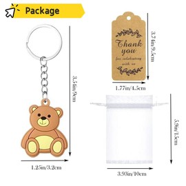 MYLEUS 30 Sets Bear Keychain Baby Shower Favors with Organza Bags & Thank You Tags, Cute Guest Souvenirs for Girls Boys Birthday Party, Teacher Nurse Employee
