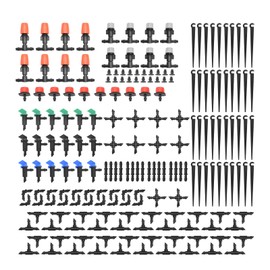 Anxingo 190Pcs Drip Irrigation for 1/4 Inch Drip Irrigation Tubing, Barbed Connectors, Irrigation Drip Line Connectors with Spray Micro Drip Barbed Hose End Plug