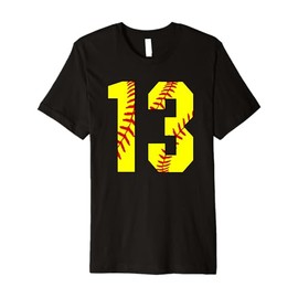 #13 Softball 13th Birthday Fastpitch Softball Mom Gifts Premium T-Shirt