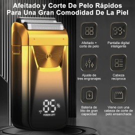 Rasuradora Elctrica Barba Afeitadora Hombre Cortadora Pelo Color Dorado Annizhty Txd-003, Maquina De Afeitar Inalmbrica Para Rostro Con Pantalla LED, 