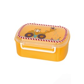 SIGIKID 25267 Bodo Excavator Lunch Box, BPA-Free, Safe, Lightweight, with Clip Closure, Lunch Box with Insert - for Snack, Breakfast, Nursery, for Children from 2 Years, Yellow/Bodo Excavator 17 x 11