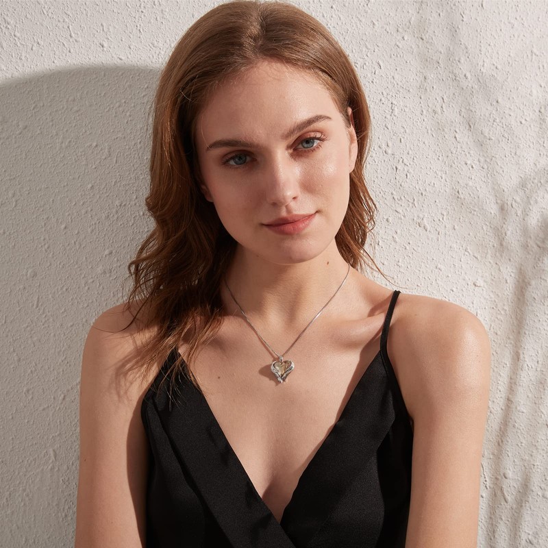 Love Heart Necklace Jewellery Women 925 Sterling Silver Ladies Necklace