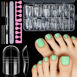 MELLIEX 130 Pieces Polygel Nail Shapes for Toes, Dual Tips Nails for Pedicure and Nail Extension, 13 Sizes Polygel Dual Nail Forms Set