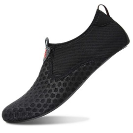 L-RUN Athletic Swim Shoes Barefoot Skin Sock Black L(W:8.5-9.5,M:7-7.5)=EU39-40
