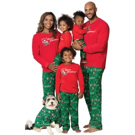 PajamaGram Men's Christmas Pajamas for Family, Red & Green, MD
