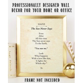 Hafiz - The Sun Never Says - 11x14 Unframed Typography Book Page Print - Great Gift for Poetry Fans and Inspirational Home and Office Decor Under $15