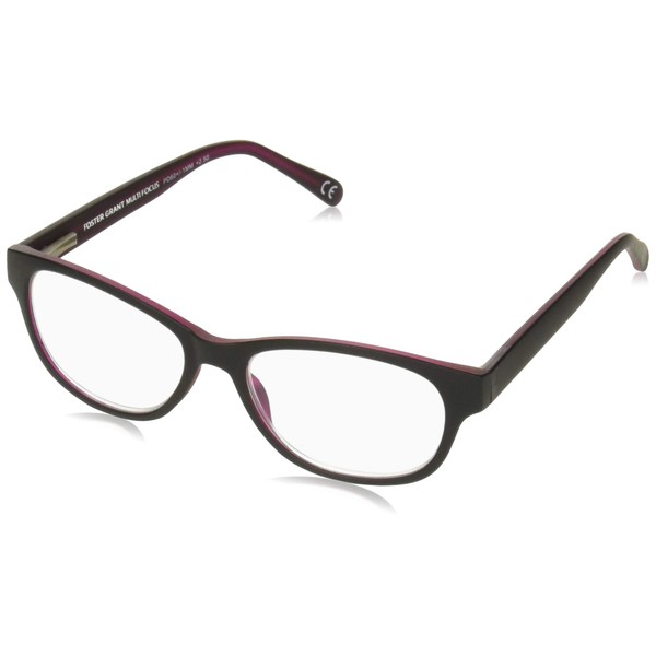Foster Grant Zera Black Multi Focus Reading Glasses with Case +2.50
