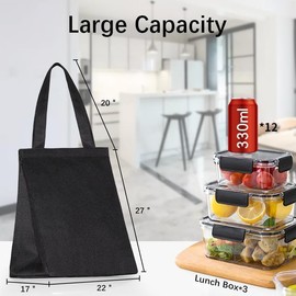 iknoe Lunch Bag Insulated Lunch Bags for Women & Men,9L Reusable Lunch Tote, Portable Adult Thermal Large Lunch Cooler for Work Picnic Beach (PureBlack)