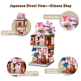 ELAICREE - Ladrillos japoneses de la calle, mini bloques de construcción de bricolaje modelo MOC, juguete de construcción (Kimono Shop)