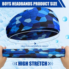 Haull 8 Pcs Sweatbands for Kids Boys Headbands Athletic Baseball Football Headbands Breathable Elastic for Sports Exercise(Chic Style)
