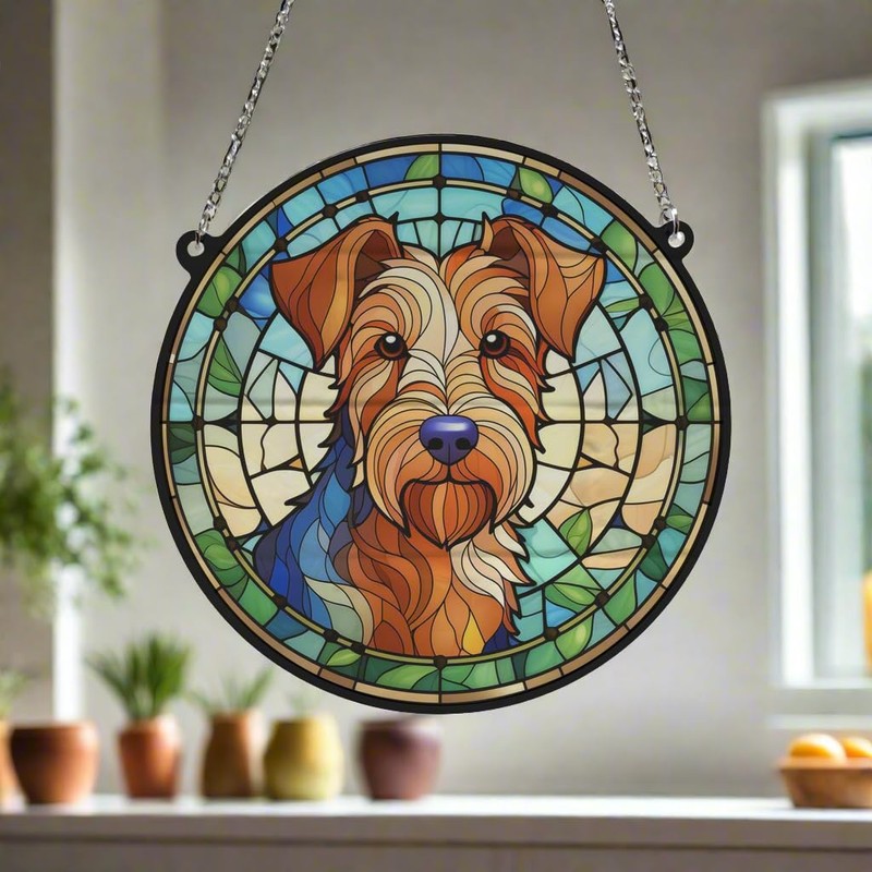 Welsh Terrier Stained Glass Effect Suncatcher Gift for Dog Lovers
