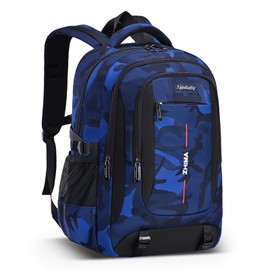 Tanou School Backpack Boys Backpack Teenagers Camouflage School Bag for Boys with Large Capacity Fashion Satchel Daypack for School and Travel, blue