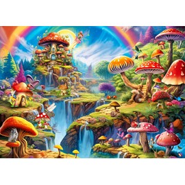 Puzzles 1000 Pieces for Adults jigsaw puzzles for adults 1000 Piece Puzzle Educational Games-Colourful Mushrooms-Home Decoration Puzzle