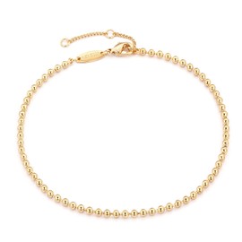 MEVECCO Anklet for Women Gold Ball Bead Chain 14K Gold Plated Dainty Boho Beach Summer Simple Foot Jewelry Ankle Bracelet