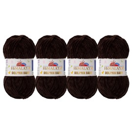 Hiveroots 4 Skein/Pack Himalaya Dolphin Baby Chenille Yarn, Each Ball 100 gr (3.5 oz), 120 m (132 Yards), 100% Polyester, Super Bulky Baby Blanket Velvet Amigurumi Yarn, 80343 - Dark Chestnut